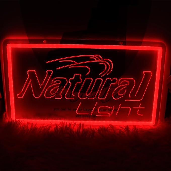 Natural Neon Beer Signs for Wall Decor, Dimmable Neon Light for Business, USB Power LED Neon Sign for Home Bar Man Cave Garage, LED Neon Sign Wall Art Neon Light for Beer Pub