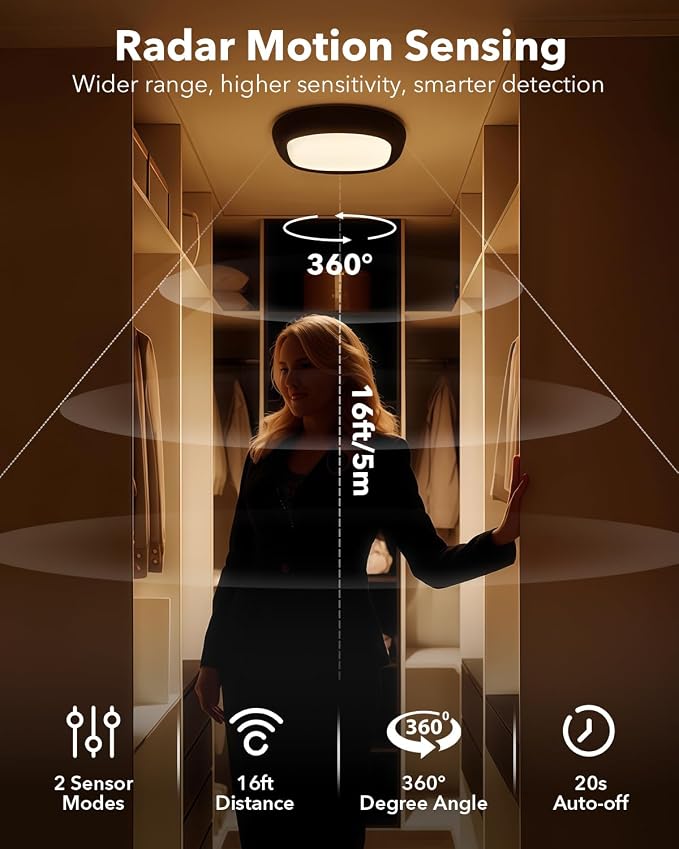 IP54 Waterproof LED Shower Light, Wireless Ceiling Light with Remote | 12000mAh Battery Operated, No Wiring, Portable, USB Rechargeable Closet Overhead Lights for Bathroom Garage Hallway Pantry