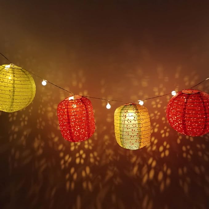 12Pack Paper Lanterns Chinese Japanese Hanging Paper Lanterns with LED Lights Sticks Tassels 6.3Inch Oval for Chinese Lunar New Year Decorations 2026 Spring Festival Valentines Wedding Party Decor