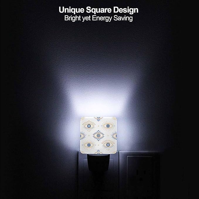 LED Night Light,Evil Eye Pattern LED Night Light Plug into Wall with Dusk to Dawn Light Sensor White Energy Efficient Nightlight for Bedroom Bathroom Hallway Living Room Kitchen