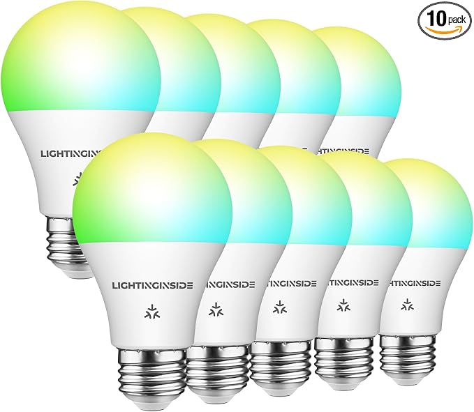 Matter Smart Light Bulbs, RGBCW Color Changing Light Bulb | Compatible with Alexa/Apple Home/Google Home/Siri/SmartThings, A19 E26 Smart Bulb, 800LM 60W, 2.4G WiFi, ETL Listed, 10 Pack