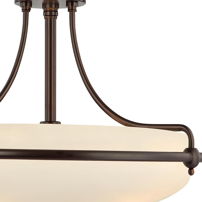 Quoizel Griffin 21" Semi-Flush Mount Ceiling Light, Palladian Bronze | 4-Light, Opal Etched Glass, ETL Damp Rated, Transitional Style