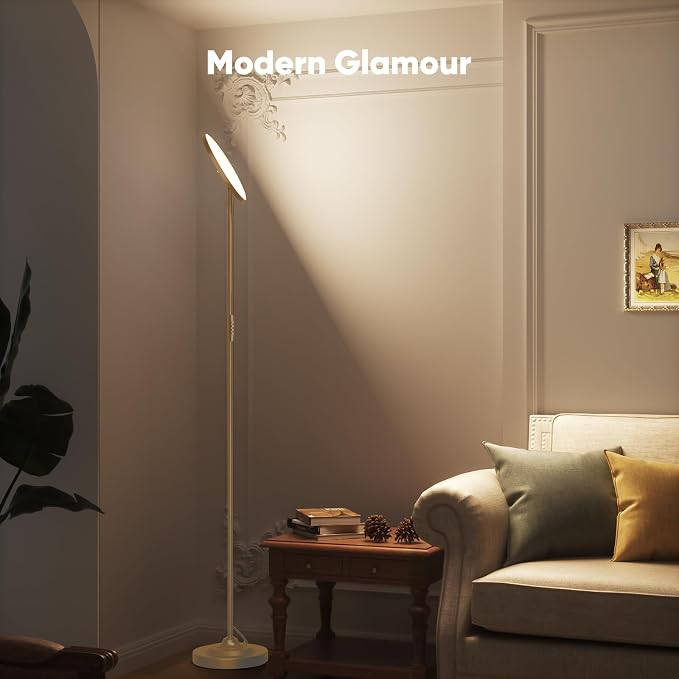 36W LED Floor Lamp, Super Bright Standing Lamp, Modern Stepless Dimmable Torchiere Tall Lamp with Remote Control, 350°Rotating Head Reading Floor Lamp for Living Room, Bedroom, Office