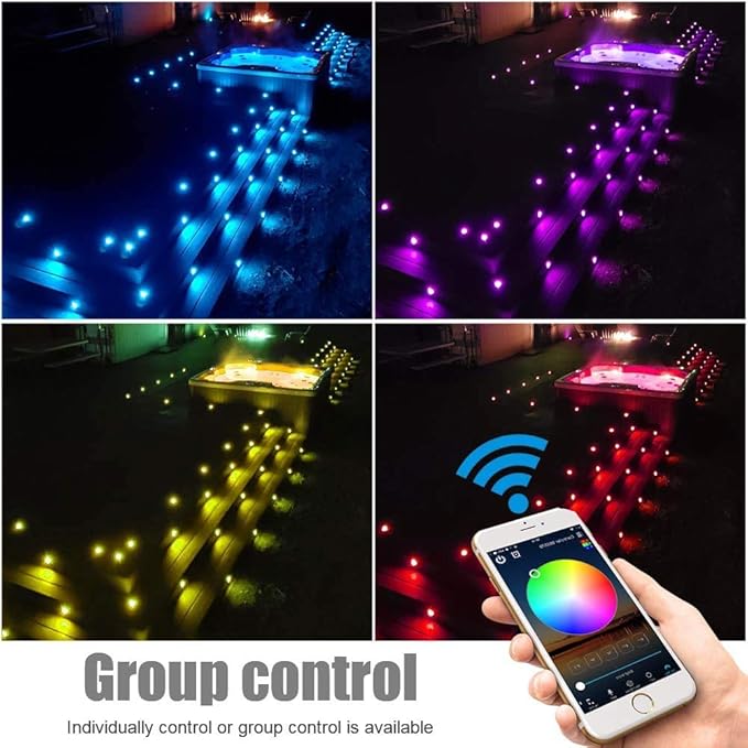 LED Deck Lights Kit, 30 Pack Φ1.22" Low Voltage WiFi Smart Recessed RGBW Deck Lighting with App/Voice Control, Waterproof IP67 In Ground Landscape Lighting for Outdoor Stairs Steps Floor Decor, Black