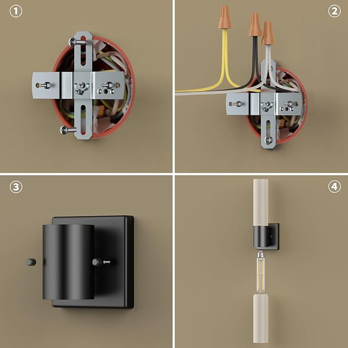 Wall Sconces Set of Two, Modern 21" Vanity, Frosted Glass, Black | Indoor Wall Light Fixture. For Bathroom, Mirror, Bedroom, Living Room, Hallway. Mounting Hardware Included. Easy To Install.