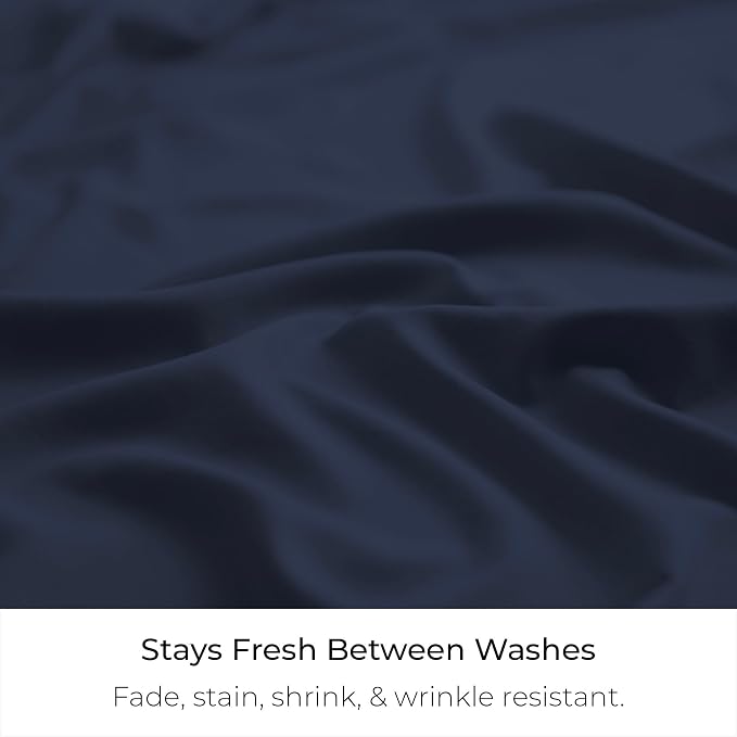 Mellanni Bed Skirt Queen Size - Tailored Drop Bed Skirting | 15-Inch Pleated Dust Ruffle - Hotel Luxury Bedding - Wrinkle, Fade, Stain Resistant - 1 Bedskirt (Queen, Navy Blue)