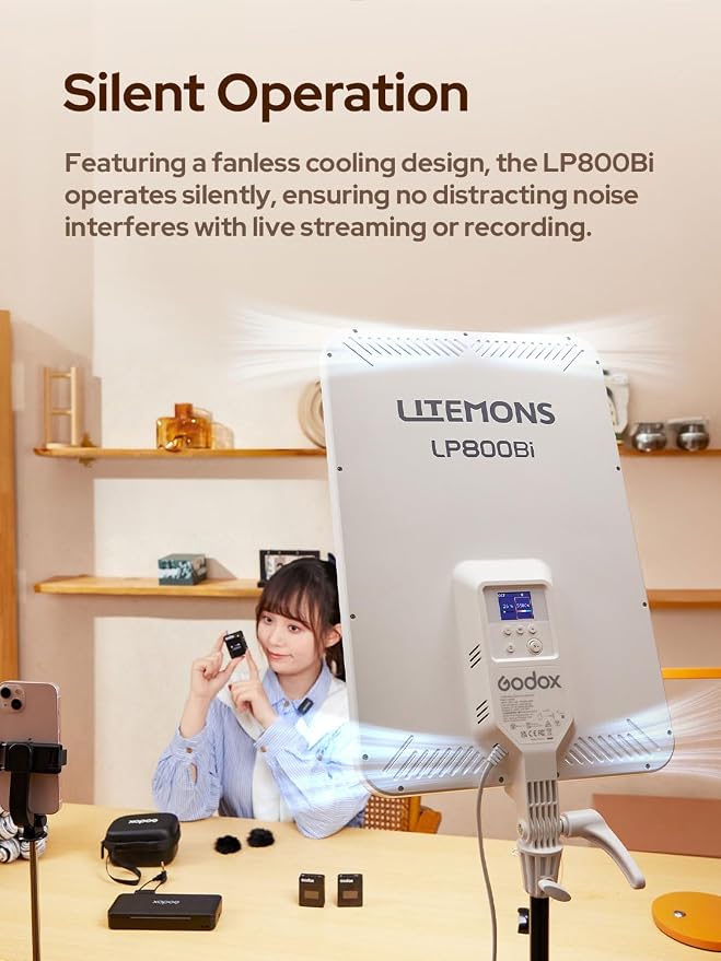 Godox LP800BI 85W LED Video Light Panel with Stand, 28" Large Soft Light | 2800K-6500K Bi-Color, 2.6" Ultra-Thin Studio Lighting, APP Control, CRI 96+, TLCI 98+, for YouTube, Recording, Live Streaming