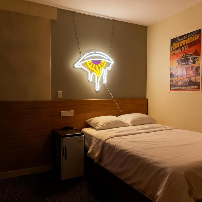 Evil Eye Neon Sign Dimmable Boho Nordic Wall Decor LED Light for Home Decor | USB Powered LED Sign with Mystical Eye Design for Bedroom Living Room Meditation Yoga Studio Office and Spiritual Space Decor