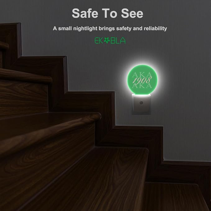 EKOBLA AKA 1908 Night Light, Also Known As Abbreviation Hip Hop Style Pink Green White Night Lights Plug Into Wall with Dusk to Dawn Auto Sensor for Bathroom, Hallway, Kitchen