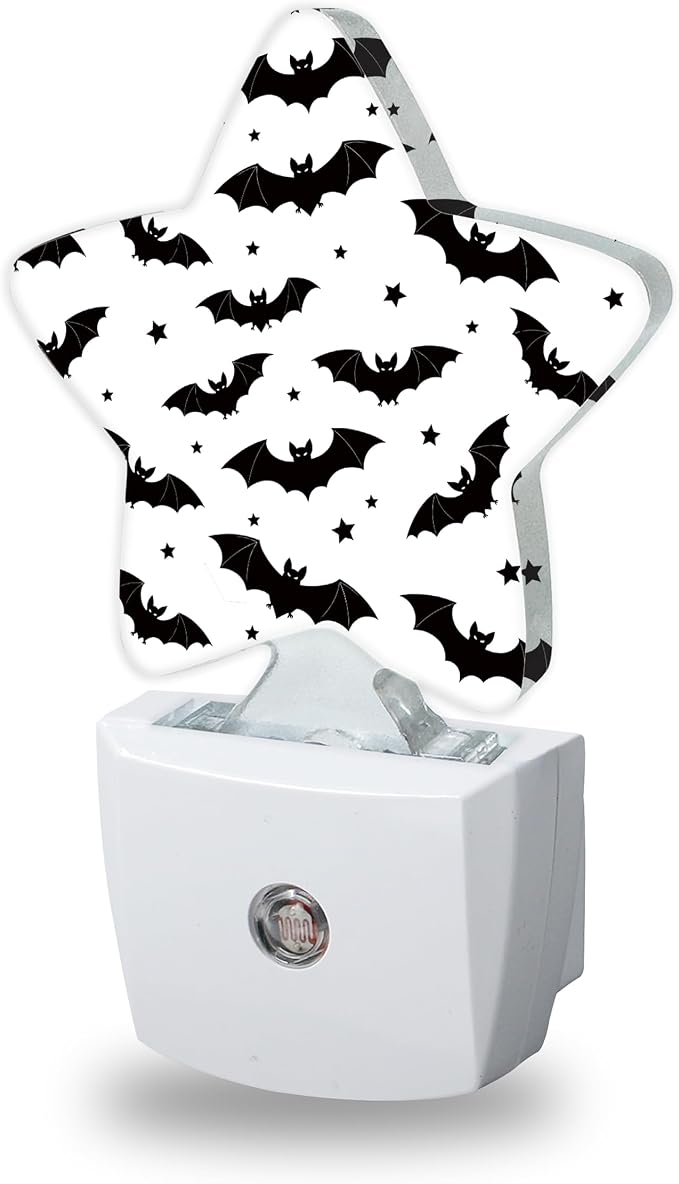 Black Bat Night Light for Kids,Gothic Night Lights Plug Into Wall, Lightweight Dusk to Dawn Light Sensor Warm Nightlights for Girls Boys Bedroom Nursery Basement