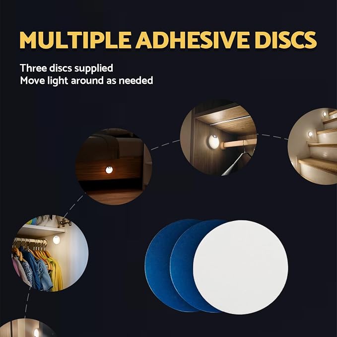 DAZZY DOT Rechargeable Night Light Motion Sensor, Battery Night Light | 2 Pack, Magnetic, Stick-On, Dimmable Brightness, Ideal for Stairs, Bathroom, Wall, Cruise, Cabinet, Hallway, Closet
