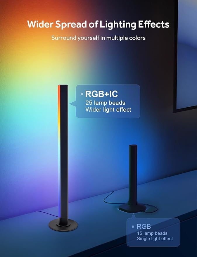 Smart LED Light Bars, Gaming Lights RGB Light Bar, 16 Million Colors Multiple Lighting Effects TV Backlights, APP Control, Remote Control, Music Sync for PC, Room Decorative, Ambient Lighting