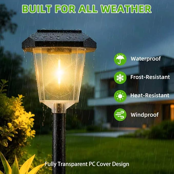 16Pack Solar Pathway Lights Outdoor, Warm White LED Waterproof Solar Lights | Garden Light Solar Powered, Long Lasting, Auto On/Off, 3000K, Stake Landscape Lighting for Outside, Walkway, Lawn, Yard Decor