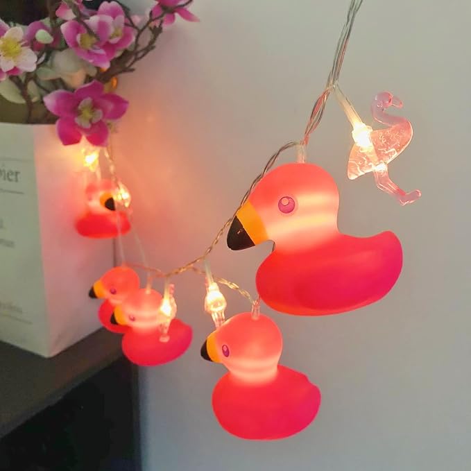 Cute Flamingo Lights Flamingo String Lights Battery Operated Flamingo Fairy Lights for Children Bedroom Home Wedding Holiday Decortion (Flamingo, 1.65m/10LED)