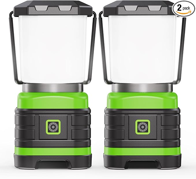 Lichamp LED Camping Lantern, Battery Powered LED Lights Camping Essentials, Portable Lanterns Flishlights for Emergency, Hurricanes, Outdoor Hiking, Power Outages, Survival Gear and Home Use, 2 Pack