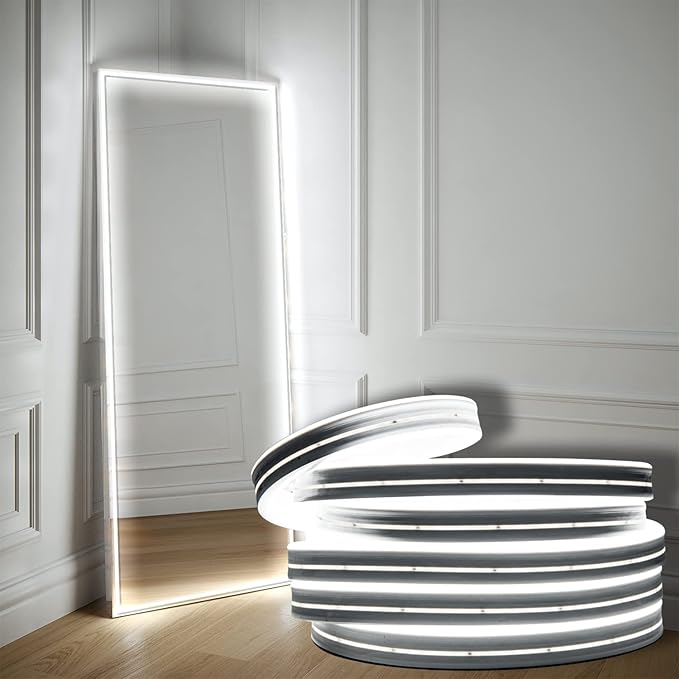 Hollywood Style Vanity Make Up Light, 16.4ft Ultra Bright White LED neon Lights, Dimmable Touch Control Lights Strip, for Makeup Vanity Table & Bathroom Mirror, Mirror Not Included