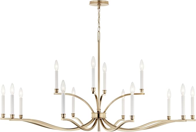 Kichler Malene 14-Light 2-Tier Chandelier, Updated Traditional Light in Champagne Bronze, Sloped Ceiling Compatible, for Foyer, Dining Room or Living Room (27.25" x 52.75"), 52698CPZ