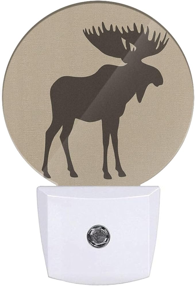 Plug-in Moose Silhouette Night Light Wildlife Night Lights Plug into Wall with Auto on/Off Sensor, 0.5W LED Nightlight for Bedroom Bathroom Kitchen Hallway