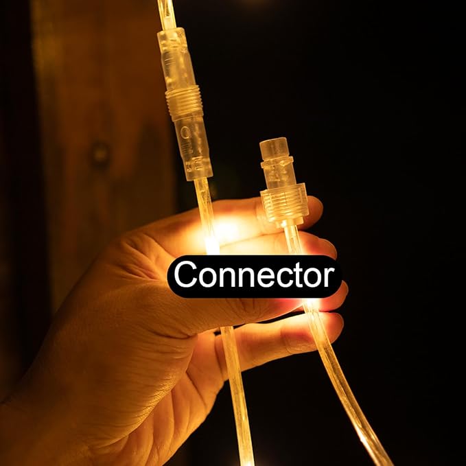 Connectable Rope lights Plug in,66FT 200 LEDs Rope Lights,including 2Packs 33FT 100LEDs Tube Lights,Waterproof 8 Modes Remote String Light for Outdoor Indoor Patio Backyards Garden,Warm White