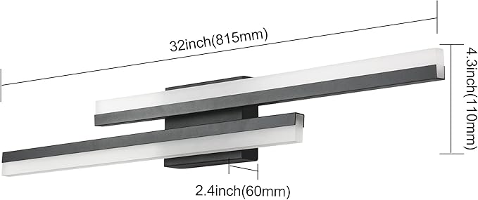 PRESDE LED Bathroom Vanity Light，Modern Black 32 Inch LED Wall Lighting Fixture Over Mirror 3CCT