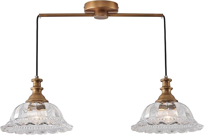 HDDFL Vintage 2 Light Pendant Light Fixtures Modern Glass Hanging Lamps with Adjustable Cord for Kitchen Island Dining Room Living Room Hallway