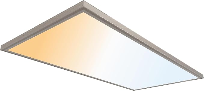 UltraLux 2x4 Surface Mount LED Panel TRIAC Dimmable 3CCT Brushed Nickel 1Pk | 4000 lumens, 120-degree beam, CRI>80, aluminum build, damp-rated, fits junction boxes, over 50,000 hours, 5-year warranty