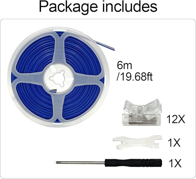 HAMRVL 12 Pack COB Led Strip Light Connectors, 4 Pin, Led Strip to Wire Solderless Transparent Track Lighting Adapter, 6M/19.68ft Led Wire Extension Cable for RGB 5050 Led Tape, 12/24V