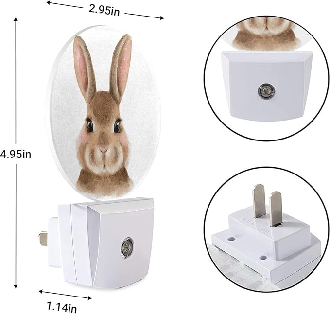 EKOBLA Easter Bunny Night Light Cute Cartoon Rabbit Animal Night Lights Plug into Wall Led Lamp for Easter Bedroom Bathroom Living Room Kitchen Staircase Indoor Home Decor