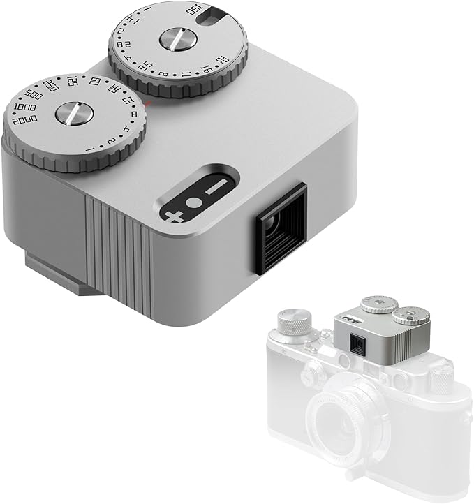 TTARTISAN Light Meter II, Adjustable ISO Aperture and Shutter Speed with Cold Shoe Lightmeter for Film Camera Light Meter Photography (Silver)