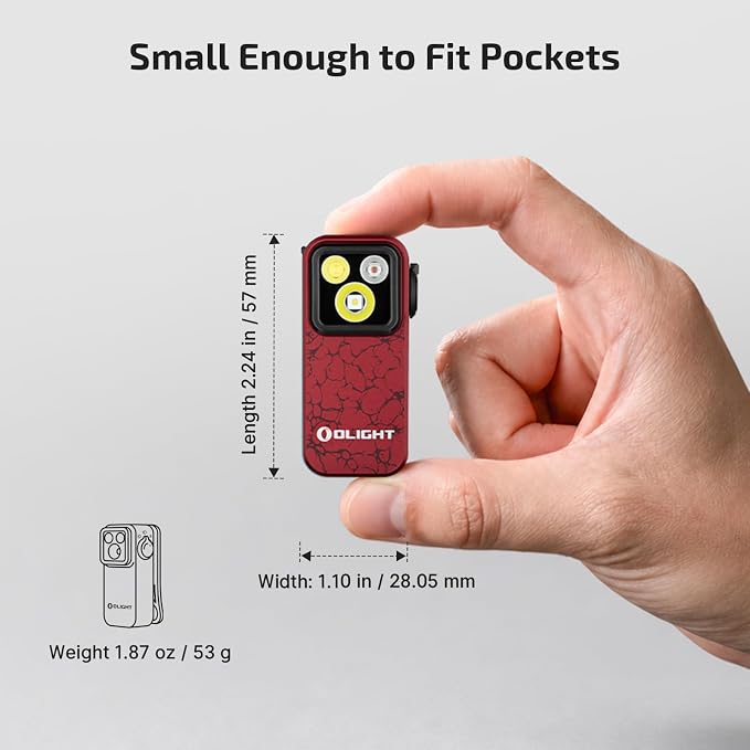 OLIGHT Oclip Pro Rechargeable EDC Clip-on Flashlight, Crackle Red | Red Light, 500 Lumens Floodlight, Spotlight, Pocket-Sized, USB-C Charging, Magnetic, for Work, Signaling, Outdoor or Home Use