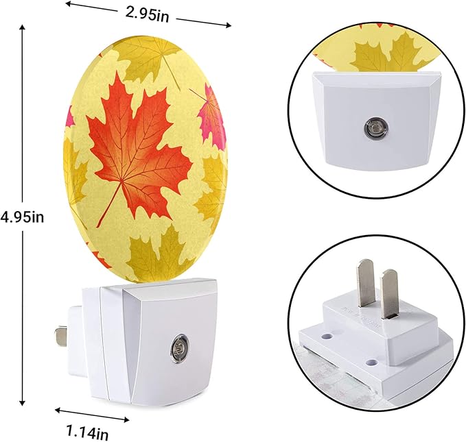 EKOBLA Maple Leaf Night Light, Autumn Fall Leaves Night Lights Plug Into Wall with Dusk to Dawn Sensor for Bedroom, Bathroom, Hallway and Fall Decor