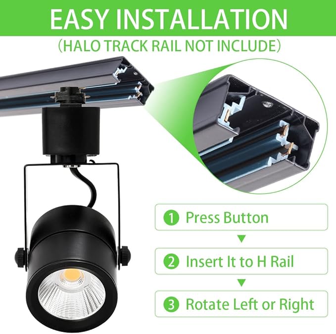 10W H Track Lighting Heads,Dimmable LED Track Light Heads for Accent Retail Artwork,4000K Netural White, Linear Track Light H Type - 120V 60°Angle Halo Type 12Pack (Black)