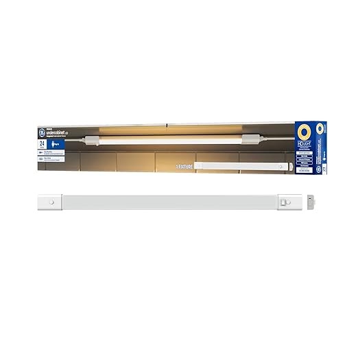 GE LED HD+ Undercabinet Light Fixture, Linkable Integrated Slim Profile Fixture for Kitchens, Warm White Color, Plug-in, 24in (1 Pack)