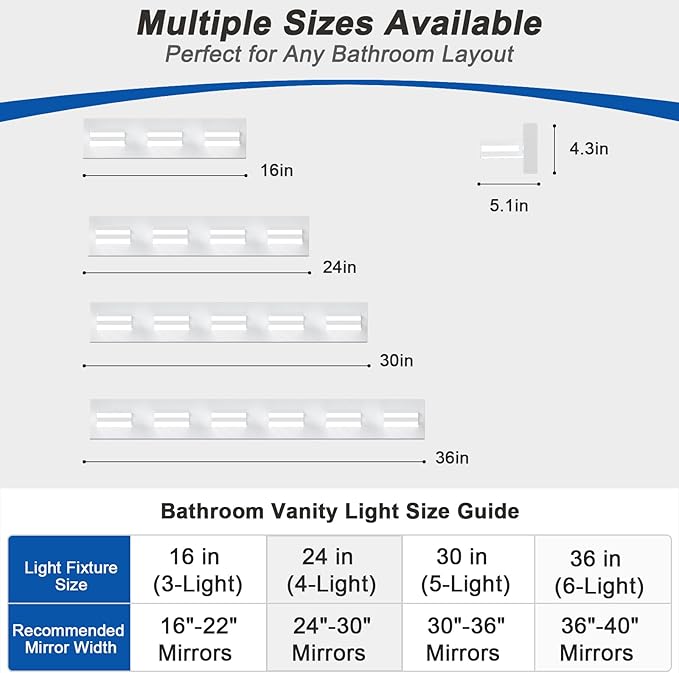 IZORRO LED Modern Bathroom Lights Fixtures(5-Light,Dimmable),Matte White Acrylic Wall Lighting,Vanity Lights for Bathroom Over Mirror - 6000k 36In （No Assembly Required）