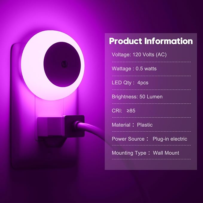 fesnne Night Light, Night Lights Plug into Wall, Dusk to Dawn Sensor, Pink Led Night Light 0.5W, 8 Pack Nightlight for Adults, Bedroom, Bathroom, Hallway, Kitchen