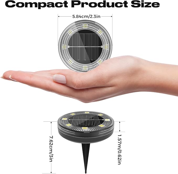 Mini Solar Ground Lights, 30 Pack Flat Solar Disc Lights Outdoor Waterproof, 2.3 Inch Small Solar Garden Lights Landscape Lighting for Outside Pathway Garden Yard Lawn Walkway,Cool White