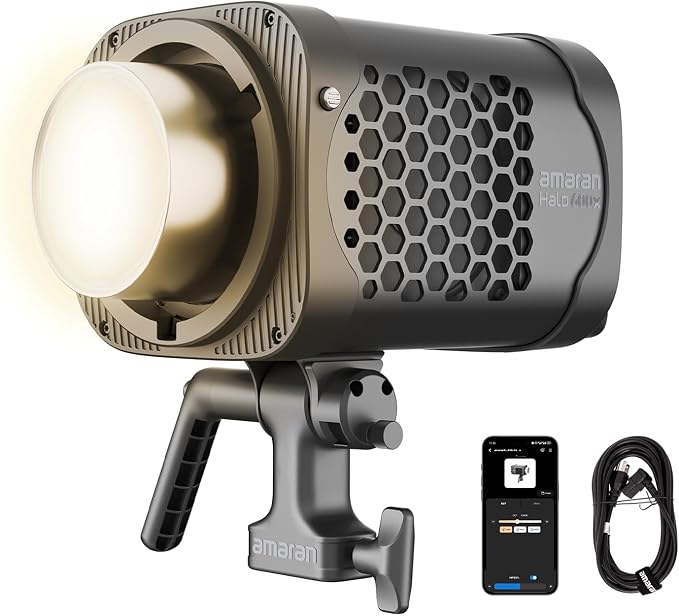 amaran Halo 600x LED Studio Light, 610W Bi-Color COB Compact Video Light | All-in-one Design APP Control,2,700K - 6,500K,32,500 lux @ 1m Bowens Mount Lighting for Home Studios,Livestream