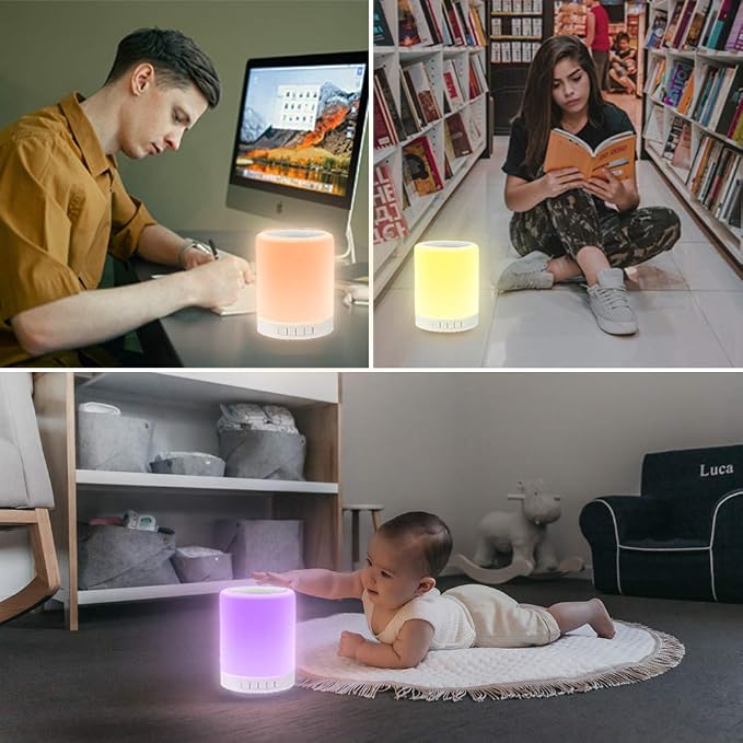 Night Light with Bluetooth Speaker, Touch Lamp Rechargeable Relaxing Cool | Elecstars Small Lamp, Aux Line-in and TF Card Supported, Portable Color Changing, Birthday Holiday Gift for Kids Teens Women.