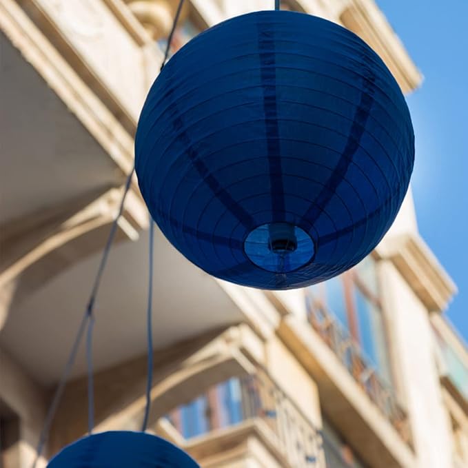 16 Pack Navy Blue Paper Lanterns with Lights Included 6" /8" /10" /12" Hanging Decorative Chinese Paper Lantern for Wedding DIY Graffiti Baby Shower Birthday Party Decorations