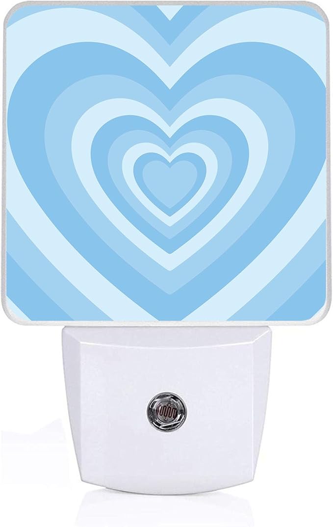 Blue Love Heart Night Light, Plug-into Wall Valentine Lover Nightlight Lamp with Dusk to Dawn Sensor, Led Lamp 0.5W Energy Efficient for Boys Girls Adults Home Decor
