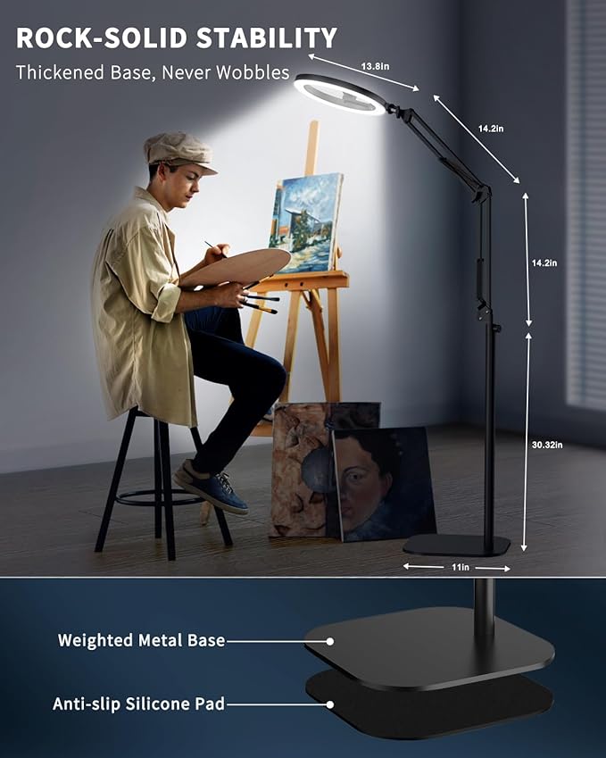 12" Overhead Phone Mount with Ring Light, 360° Circle Light - CRI >95 & Adjustable 72" Height, Phone Ring Light for Photography,Live Streaming, Cooking and Content Creation