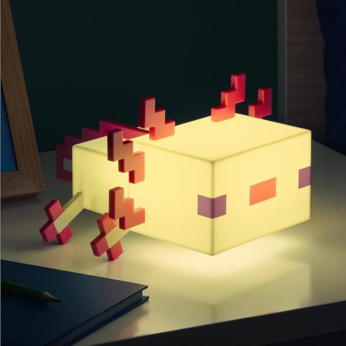 Paladone Minecraft Axolotl Light, Five Color Modes, Officially Licensed Lamp to Decorate Gaming Desk or Kids, Tweens and Gamers Room - Minecraft Gift