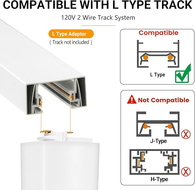 L Type LED Track Lighting Heads 5 Color, 10W White 6 Pack | Dimmable Track Light Heads, Kitchen Fixture Ceiling, 2700K 3000K 4000K 5000K 6000K Adjustable, Flicker Free CRI90+ 24° 800lm