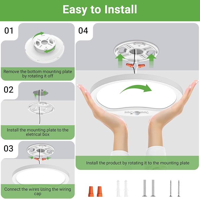 zemty 4Pack 12inch Motion Sensor Ceiling Lights Wired, 24W 2400lm 3CCT/3 Mode/30-120s Timer, Bright White LED Flush Mount Light Fixture Motion Activated for Closet Pantry Hallways Stairwells Garage
