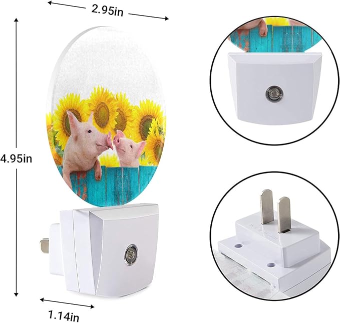 EKOBLA Piggy Night Light, Cute Pink Farm Animal Night Lights Plug Into Wall with Auto On/Off for Home Decor and Kids Gifts