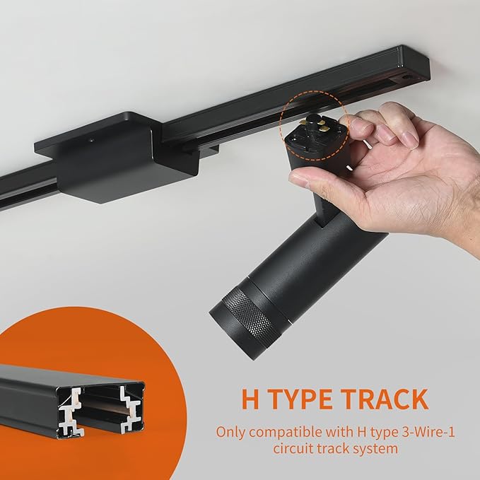 39FT H Track Lighting Rail Kit, Black 120V H Type Track Rail System | Includes Floating Canopy Connector, I/L/T Connectors, End Caps and Live End Feed. Compatible with H style 3-wire Track heads