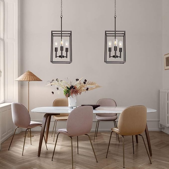 3 Light Farmhouse Chandelier Black Fixture