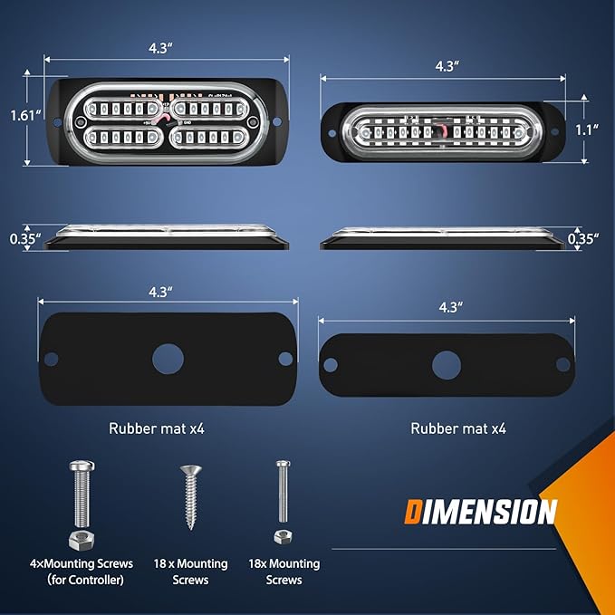Nilight 8PCS Led Strobe Lights with Controller 12V 24V Sync Feature Green Emergency Hazard Warning Light 12 24 LEDs Surface Mount for Vehicle Car Truck RV ATV