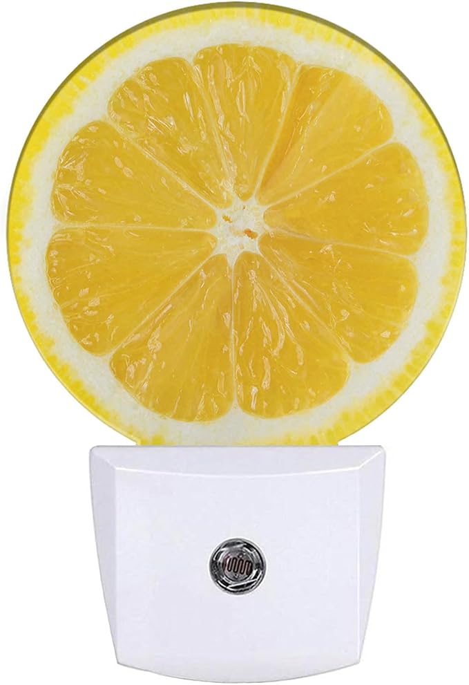 EKOBLA Yellow Lemon Slice Night Light, Funny Night Lights Plug into Wall with Dusk to Dawn Sensor, Cute Fruit Design Plug-in Nightlight for Bedroom Bathroom Hallway