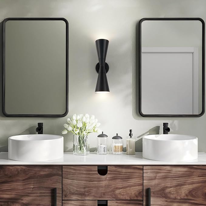 Wall Sconce Bathroom Sconces Lighting, 13 inch Black Modern Sconces Up Down Lights Wall Decor Indoor Wall Light Fixtures for Living Room Hallway Staircase Bedroom Hardwired